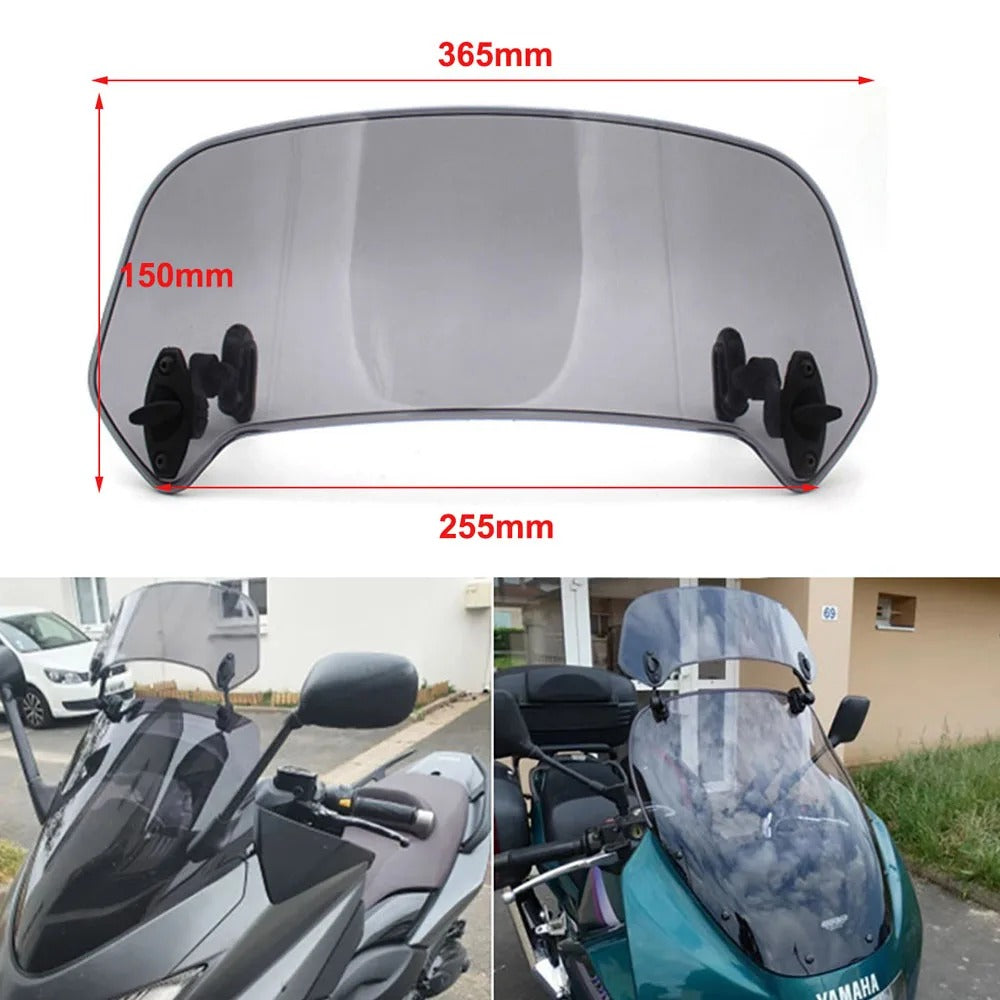 Motorcycle Windshield Extension Adjustable Height for Enhanced Wind Protection and Comfort on Touring Bikes