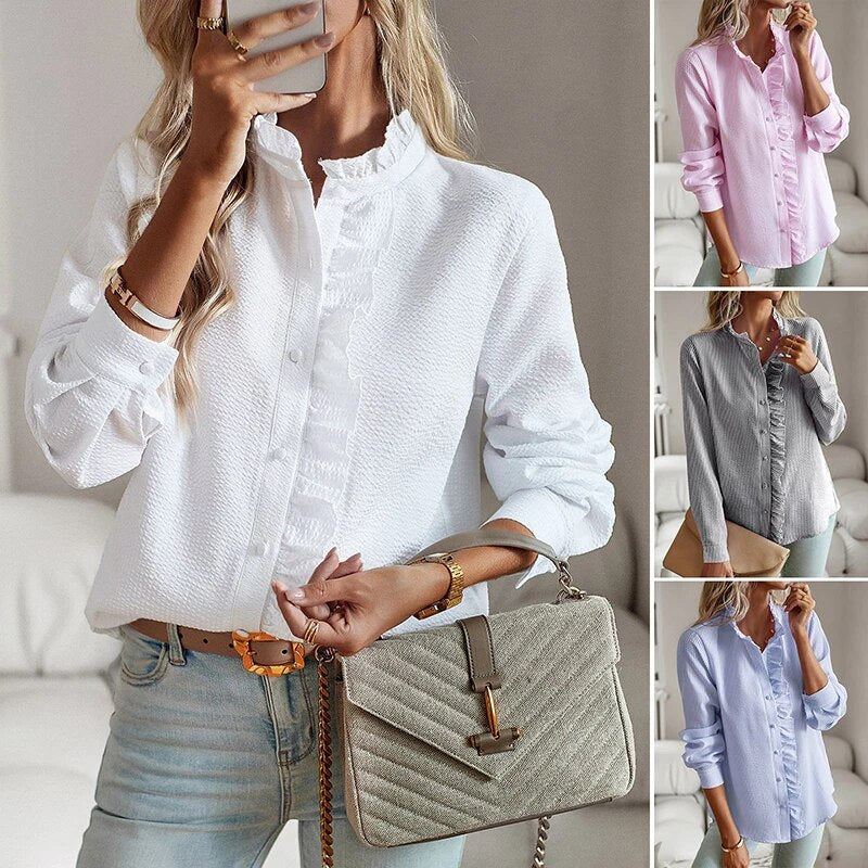 StripesAura™ | Women's Long Sleeve Striped Blouse | Lightweight Fabric, Breathable Design & Stylish Fit
