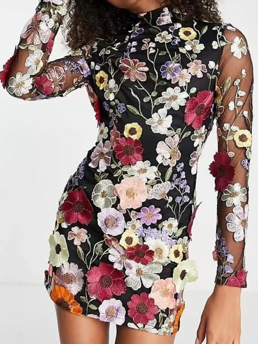 Floral Aura™ | Women's 3D Floral Dress | Sustainable Fabric, All-Season Wear, Stylish Design
