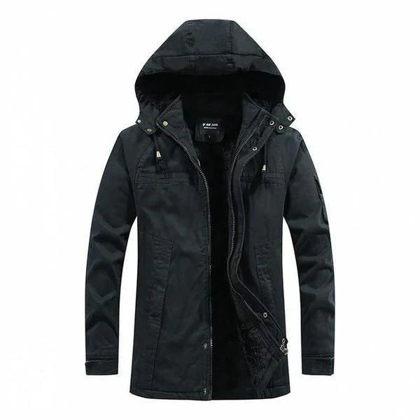 Hooded Valor™ | Men's Mid-Length Coat | Water-Resistant Fabric, Adjustable Hood & Warm Insulation