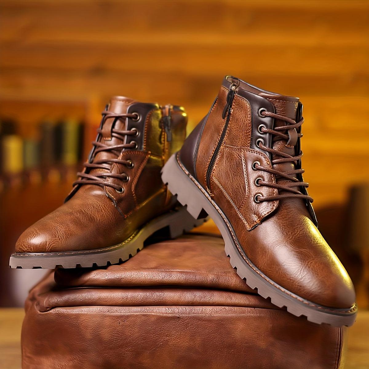 NobleStride™ | Men's Leather Zipper Dress Boots | Durable Genuine Leather, Stylish Design & Secure Fit