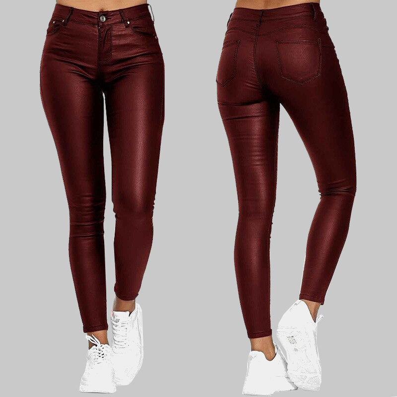 B&S | Stretch Fit & High-Waisted PU Leather Trousers – Fashionable Skinny Style for Men & Women