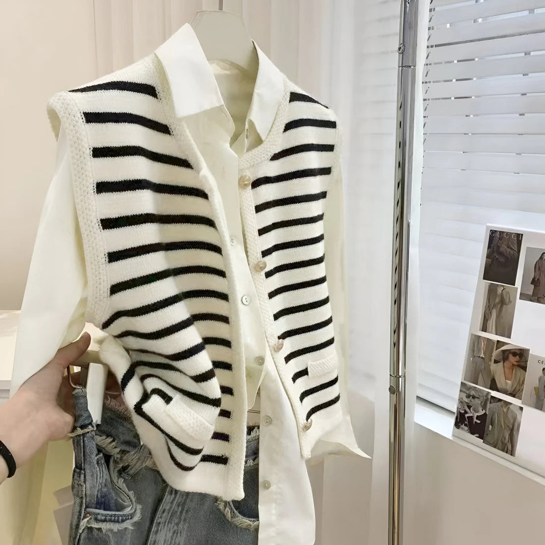 Cardigan Liora™ | Women's Striped Cardigan | Soft Knit, Open Front Design & Cozy Fit