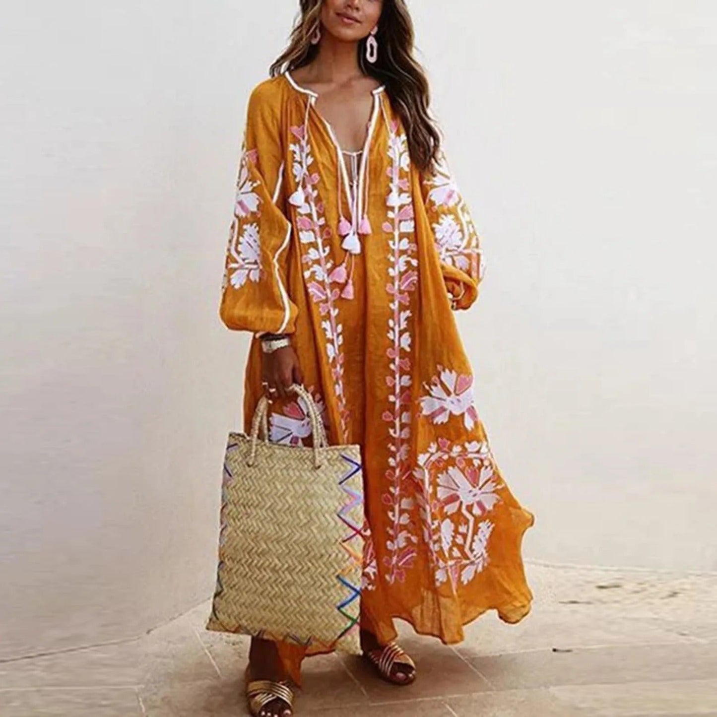 Vintage Aura™ | Oversized Vintage Print Dress | Soft Cotton, Bohemian Style, Relaxed Fit for Effortless Fashion