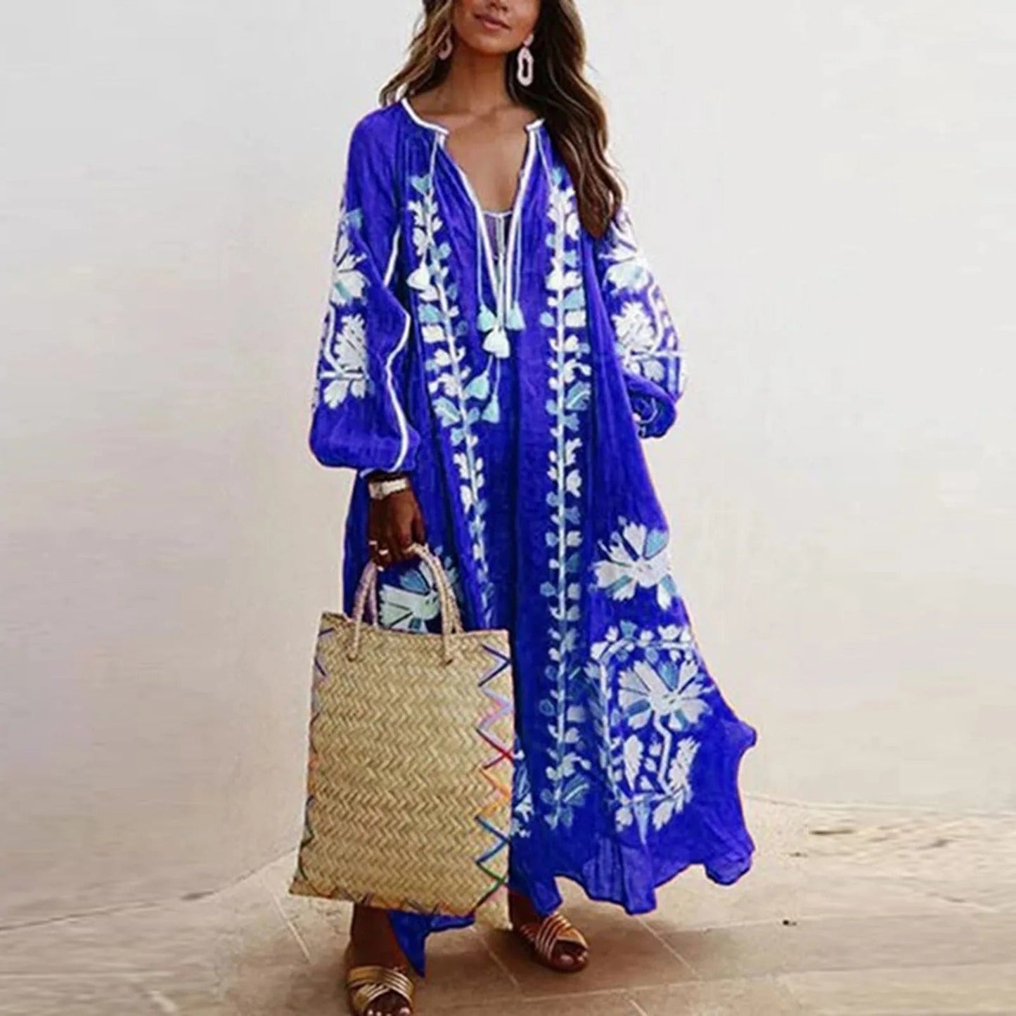 Vintage Aura™ | Oversized Vintage Print Dress | Soft Cotton, Bohemian Style, Relaxed Fit for Effortless Fashion