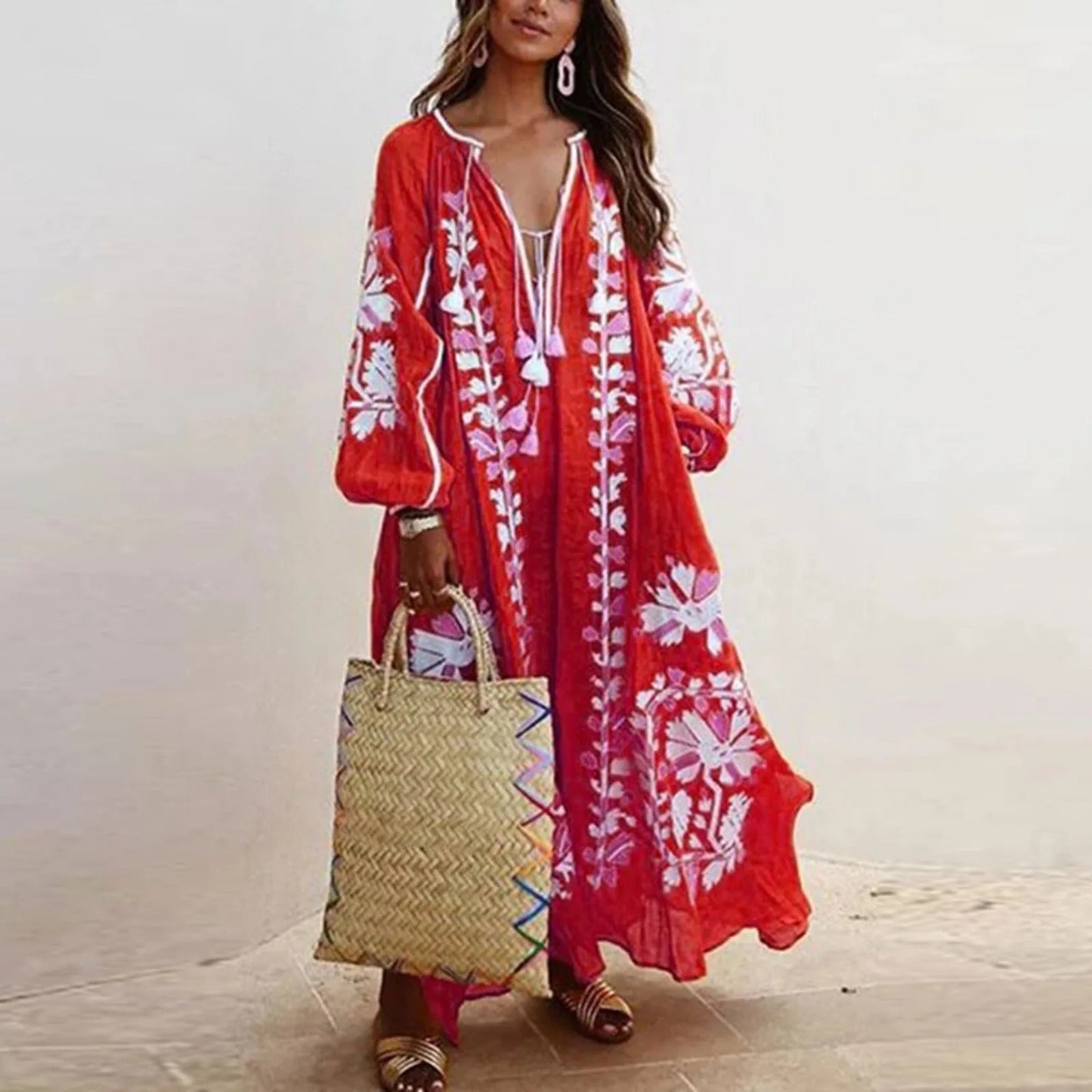 Vintage Aura™ | Oversized Vintage Print Dress | Soft Cotton, Bohemian Style, Relaxed Fit for Effortless Fashion
