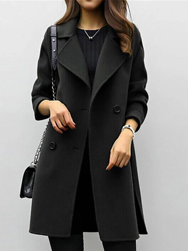 Averleigh | Womens Wool Blend Double Breasted Coat – 3/4 Length Formal Winter Overcoat