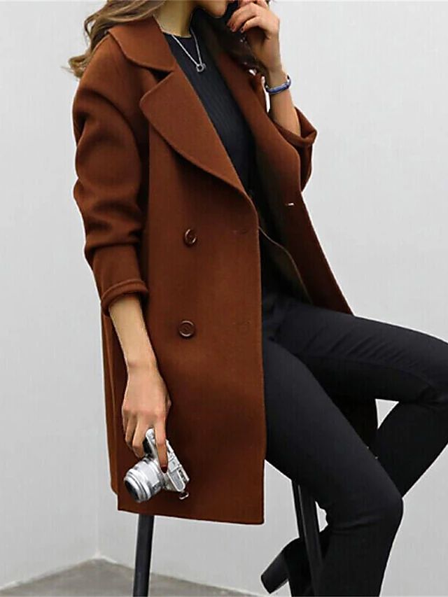 Averleigh | Womens Wool Blend Double Breasted Coat – 3/4 Length Formal Winter Overcoat