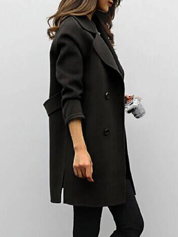 Averleigh | Womens Wool Blend Double Breasted Coat – 3/4 Length Formal Winter Overcoat