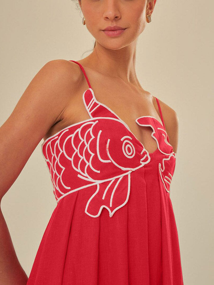 Maxi Belle™ | Women's Fish Print Maxi Dress | Lightweight Fabric, Sleeveless Design & Flowing Silhouette