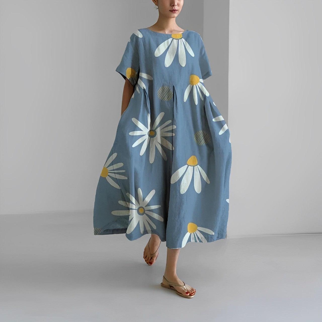 Boho Belle™ | Women's Floral Print Swing Dress | Casual Loose Fit, Lightweight Fabric & Comfortable Design