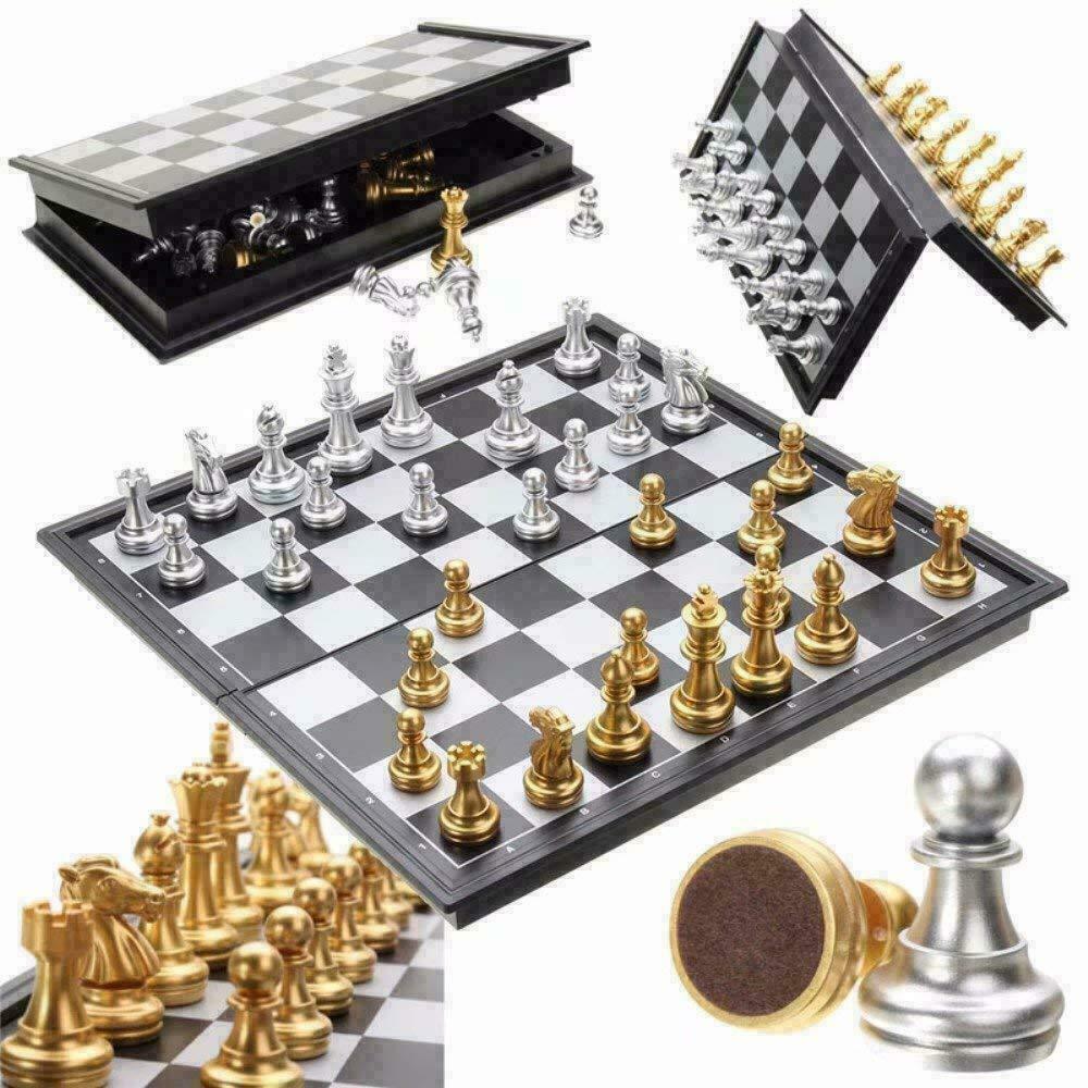 Silver and Gold Foldable Chess Board