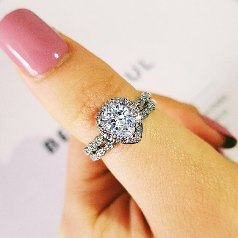 Sterling Silver Pear Shaped Ring