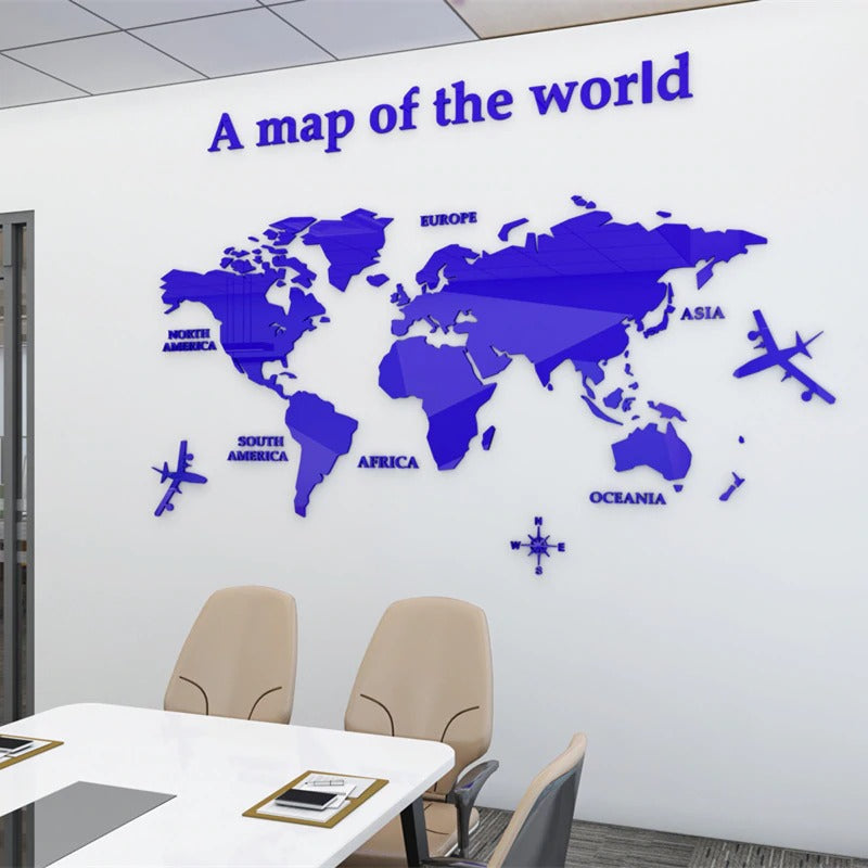 Mapa Mundi Acrylic 3D Wall Sticker