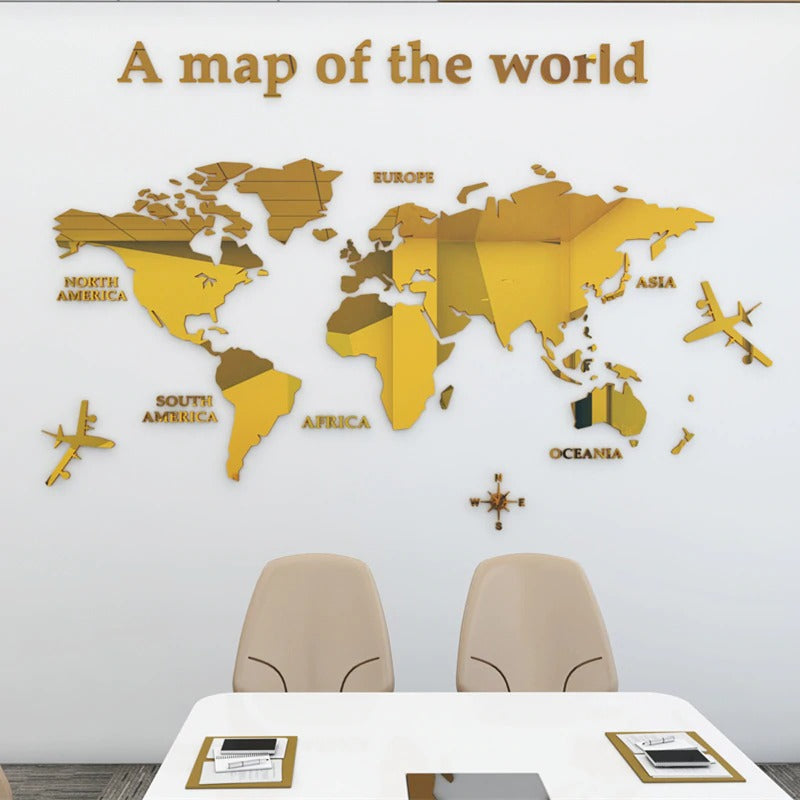 Mapa Mundi Acrylic 3D Wall Sticker