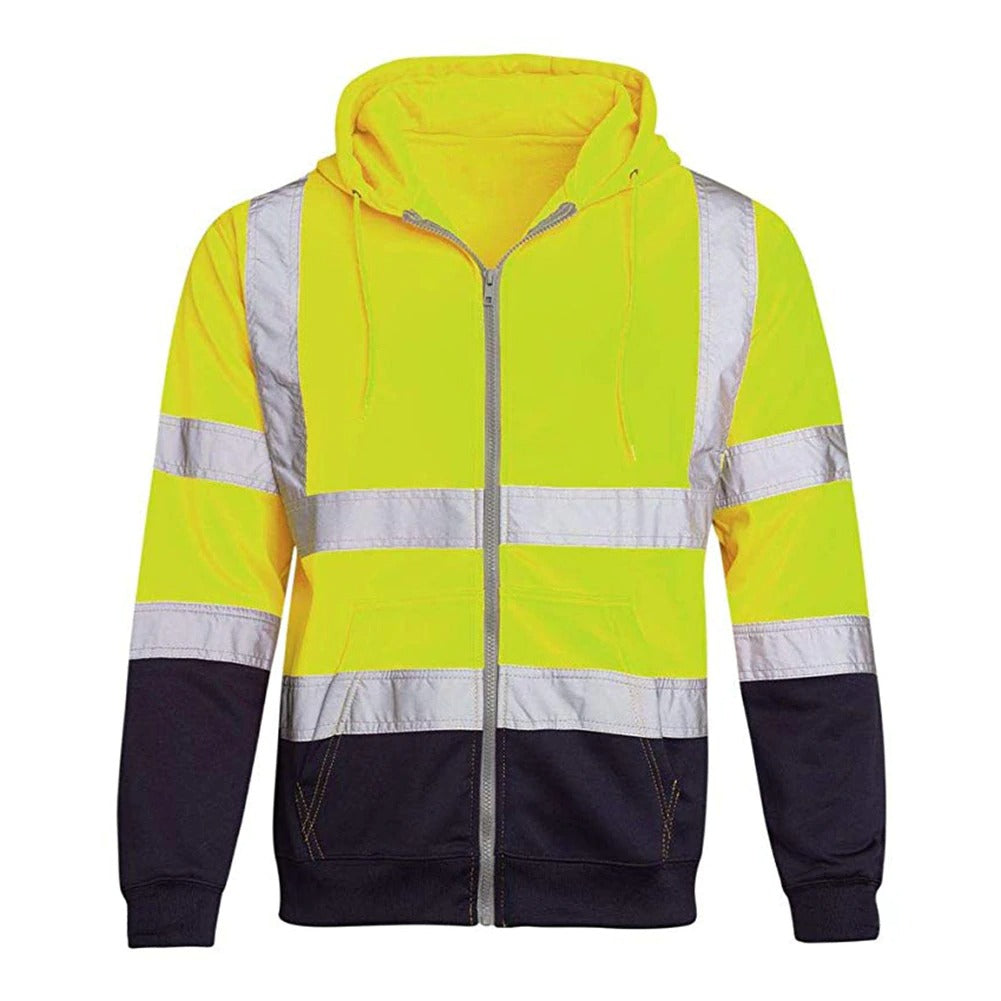Workwear Hi Vis Jacket Hooded Zipper