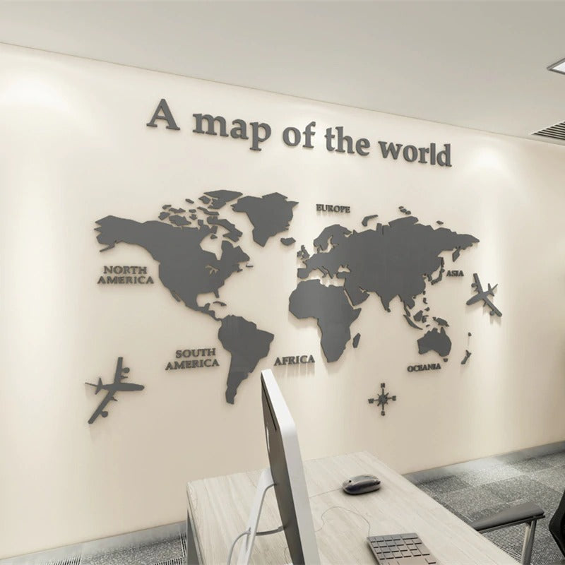 Mapa Mundi Acrylic 3D Wall Sticker