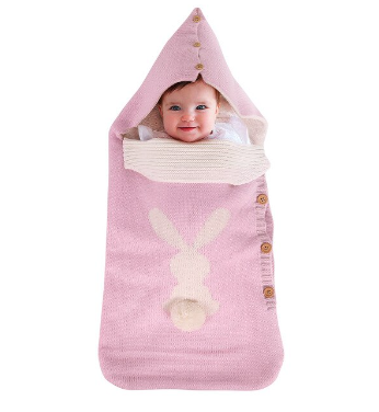 Baby Sleeping Bag Rabbit Plush Tail Button Newborn Sleeping Bag Anti-kick Warm Baby Newborn Sleeping Bag