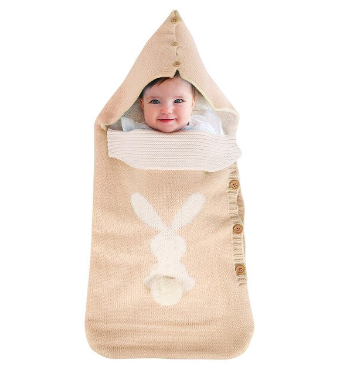 Baby Sleeping Bag Rabbit Plush Tail Button Newborn Sleeping Bag Anti-kick Warm Baby Newborn Sleeping Bag