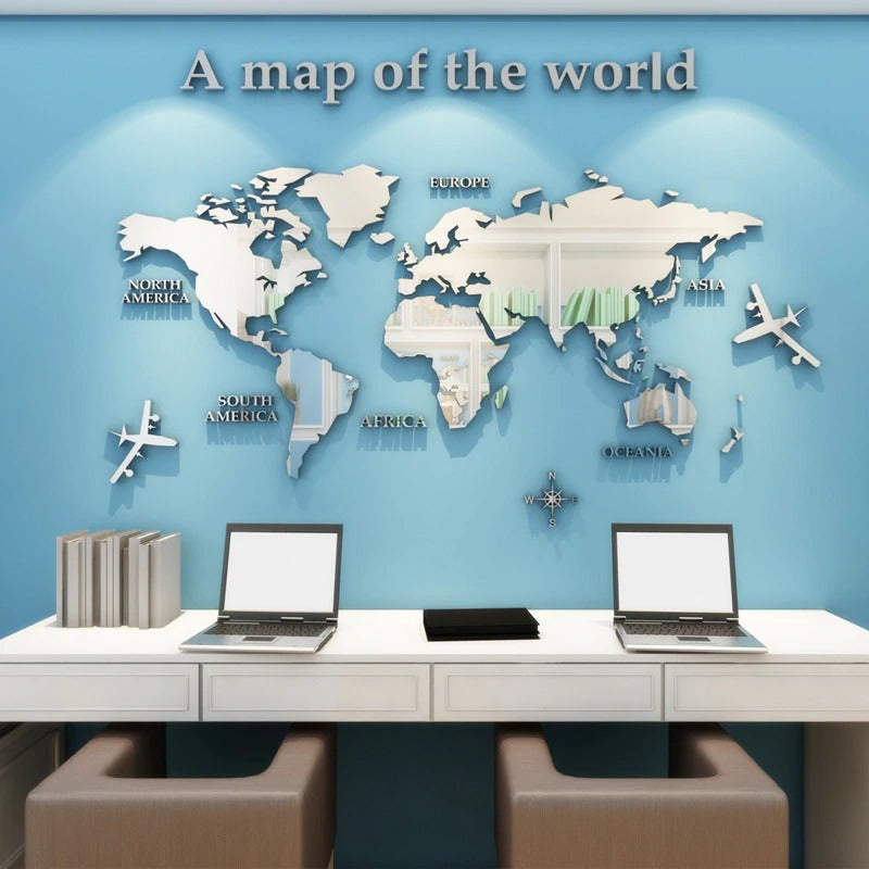 Mapa Mundi Acrylic 3D Wall Sticker