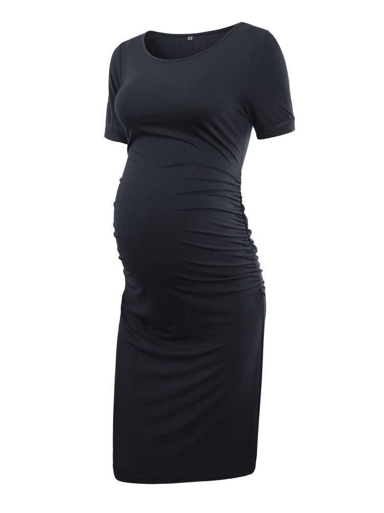 Women's Side RuchedBlack Maternity Dress