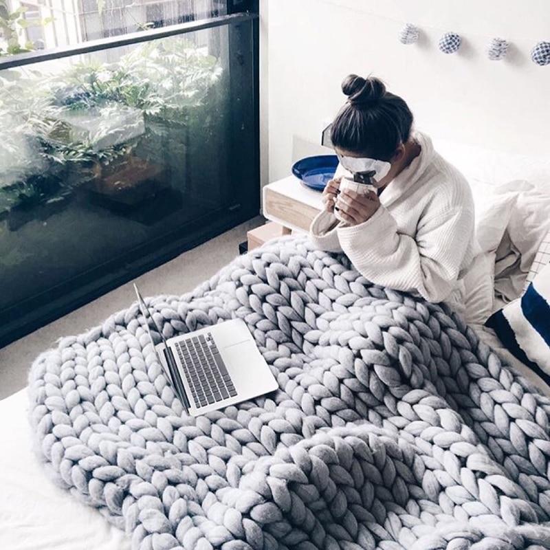 Handmade Chunky Knit Blanket Comfy & Warm - 80 x100 cm