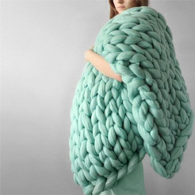 Handmade Chunky Knit Blanket Comfy & Warm - 80 x100 cm