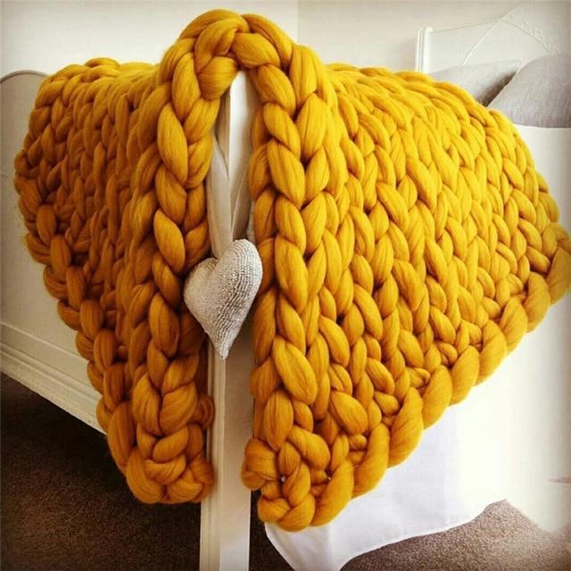 Handmade Chunky Knit Blanket Comfy & Warm - 80 x100 cm