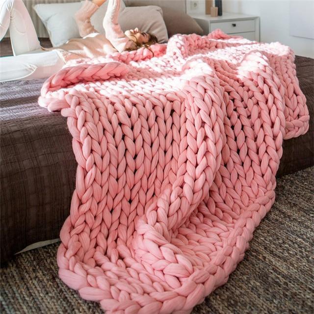 Handmade Chunky Knit Blanket Comfy & Warm - 80 x100 cm