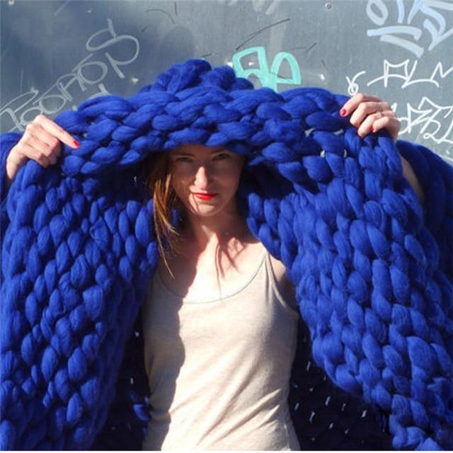 Handmade Chunky Knit Blanket Comfy & Warm - 80 x100 cm