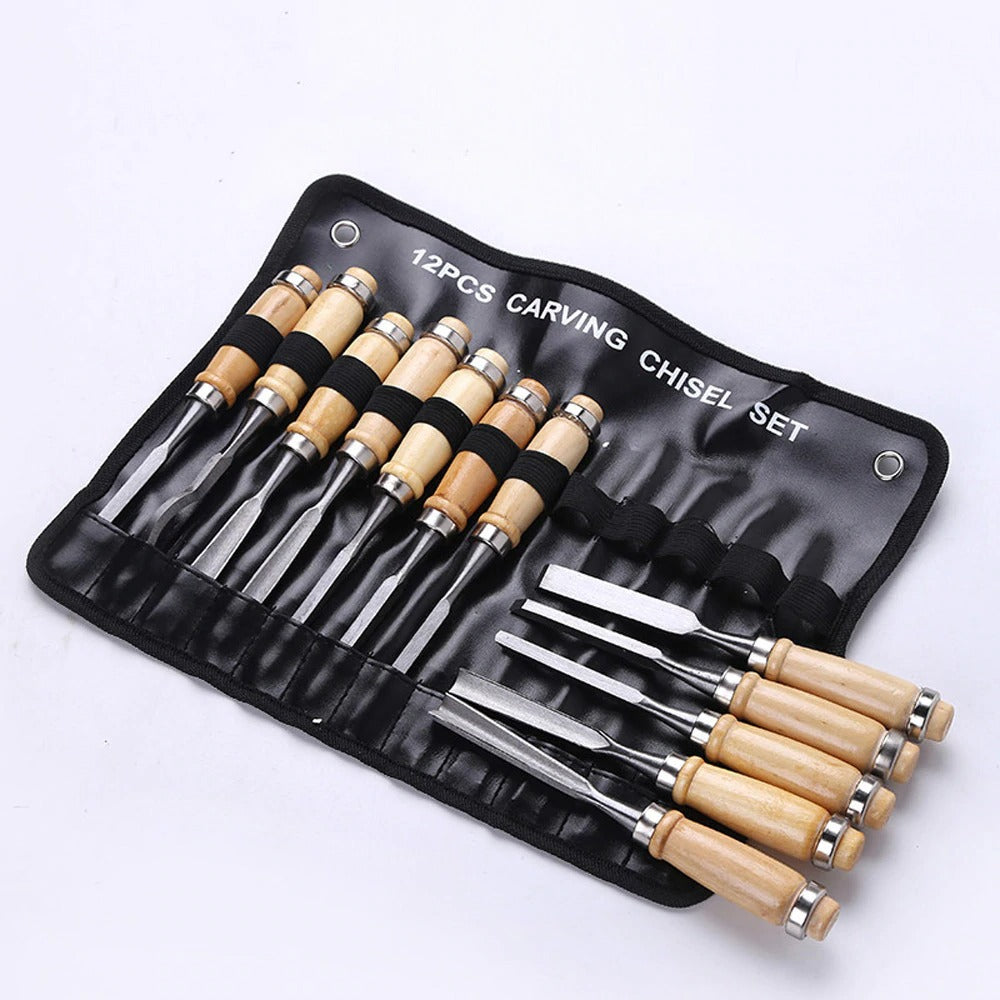 Professional 12 Pcs Chisel Set Carpenters Woodworking