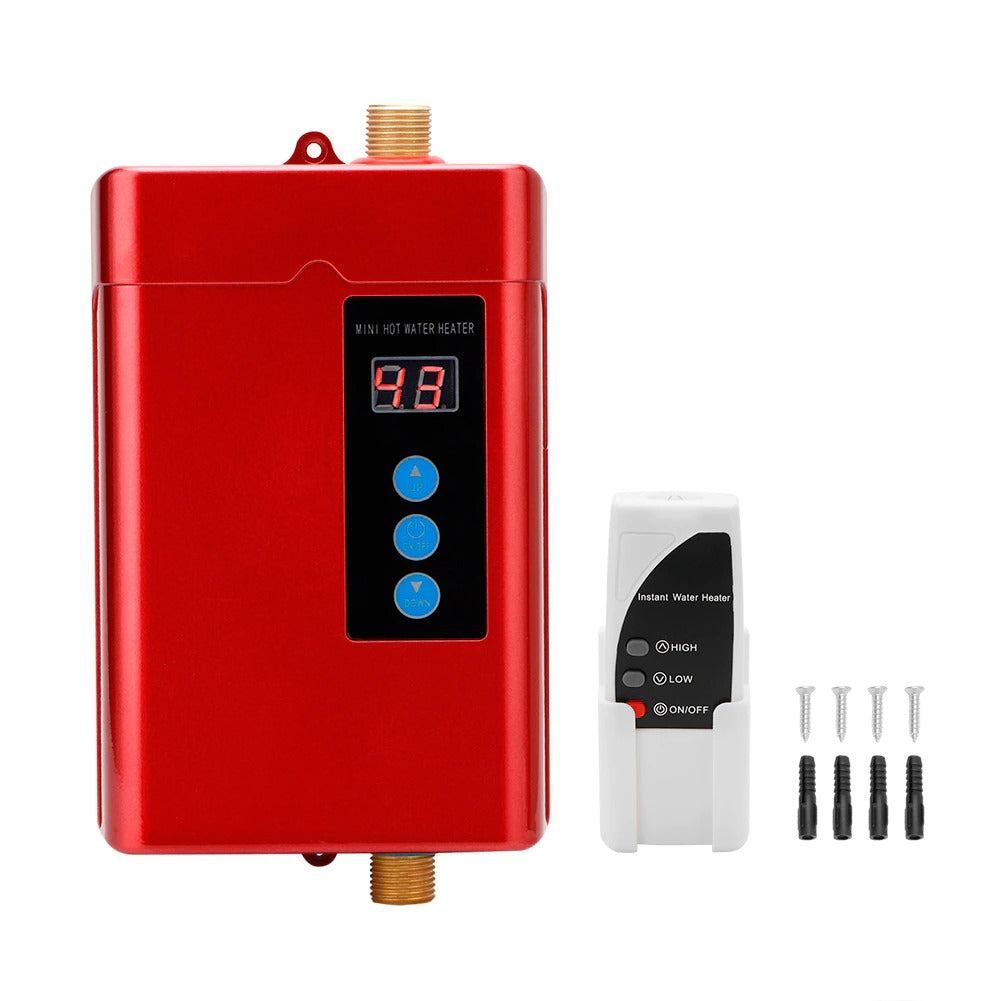 Digital Electric Water Heater with Remote Control Tankless Water Heater Kitchen Bathroom Shower Water Instant Heater