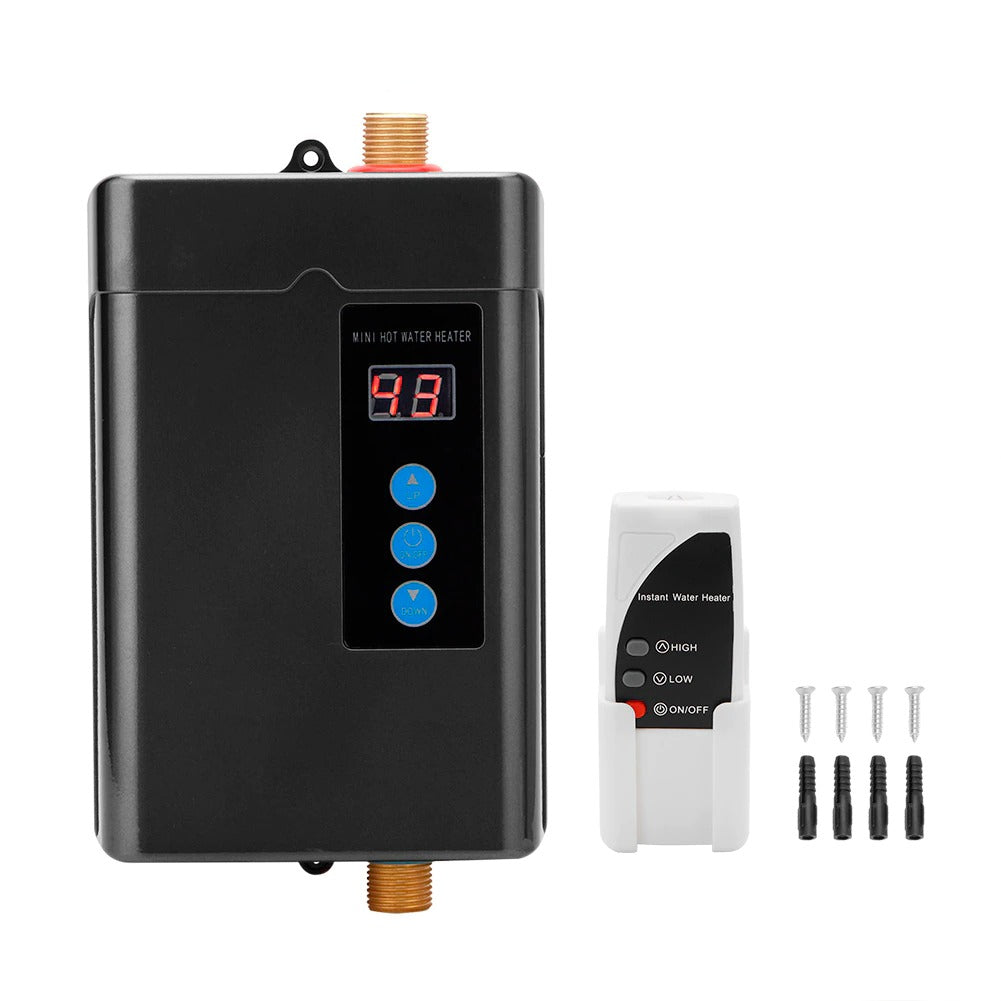 Digital Electric Water Heater with Remote Control Tankless Water Heater Kitchen Bathroom Shower Water Instant Heater