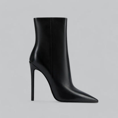Faux Leather Pointed Slim Heels Ankle Boots | Stylish, Comfortable Fit for Women