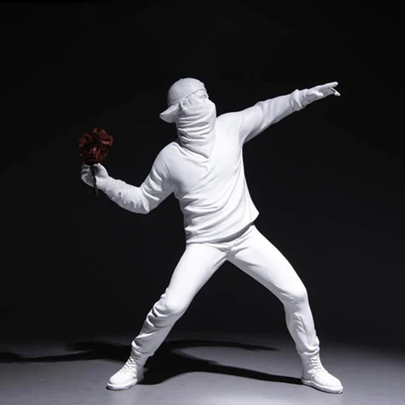 Banksy Flower Rioter Sculpture Ornament for Media Wall Display