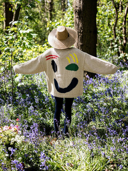 Smiley Knit™ | Women's Colorful Loose Pullover Sweater | Soft Knit Fabric, Fun Smiley Face Design, Relaxed Fit