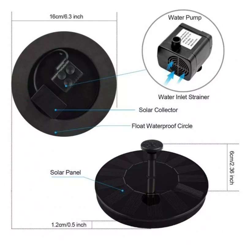 Solar Powered Water Features Fountain Pump