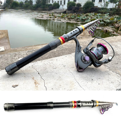 Telescopic Collapsible Carp Rod Pole and Reel for Fishing