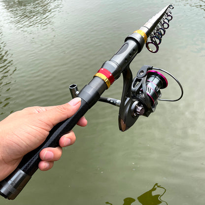 Telescopic Collapsible Carp Rod Pole and Reel for Fishing