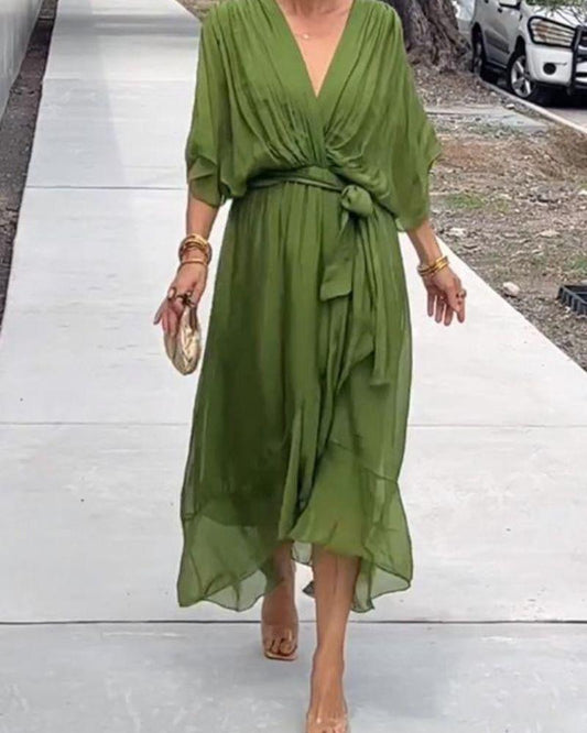 Flowy Belleza™ | Women's Crossed Midi Dress | Lightweight Fabric, Adjustable Straps & Flattering Silhouette