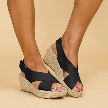 Wedge Aura™ | Women's Cross-Strap Wedge Sandals | Durable Material, Stylish Design & Comfortable Fit