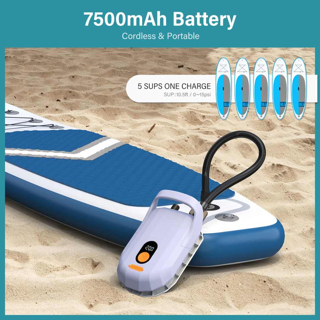 Electric Paddle Board Pump –  7500mAh Rechargeable Power