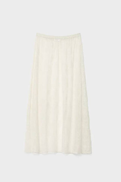 Floral Breeze™ | Women's Maxi Skirt | Elastic Waist, Floral Lace Design, Comfortable & Stylish Fit