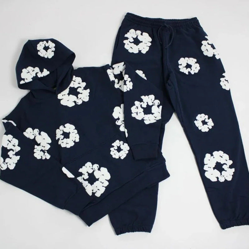 Unisex Tracksuit Set, Denim Material, Casual Sportswear, Comfortable Fit, Activewear for Everyday Use