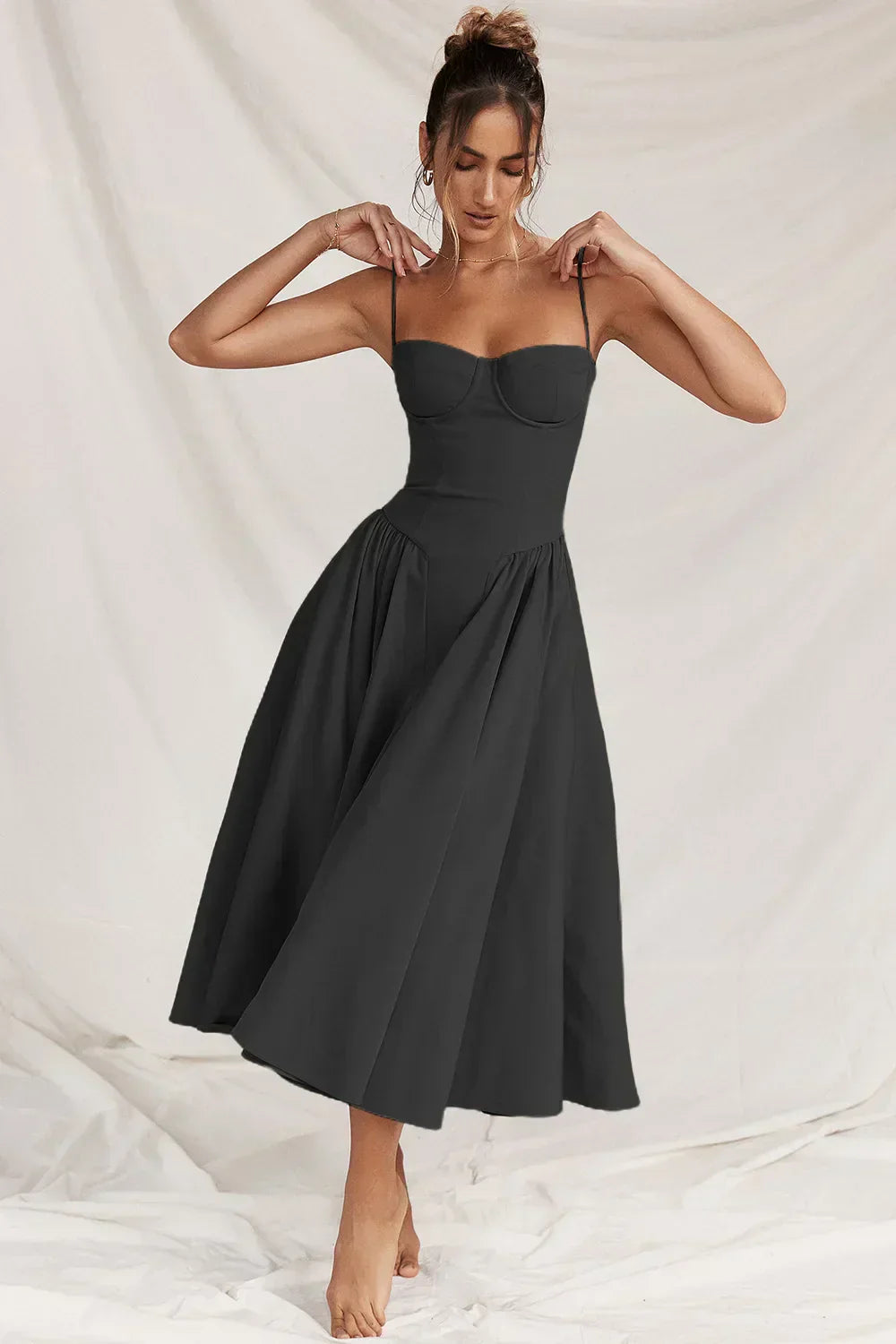ChicAura™ | Women's Sleeveless Midi Dress | Corset Fit, Flattering Silhouette & Lightweight Fabric