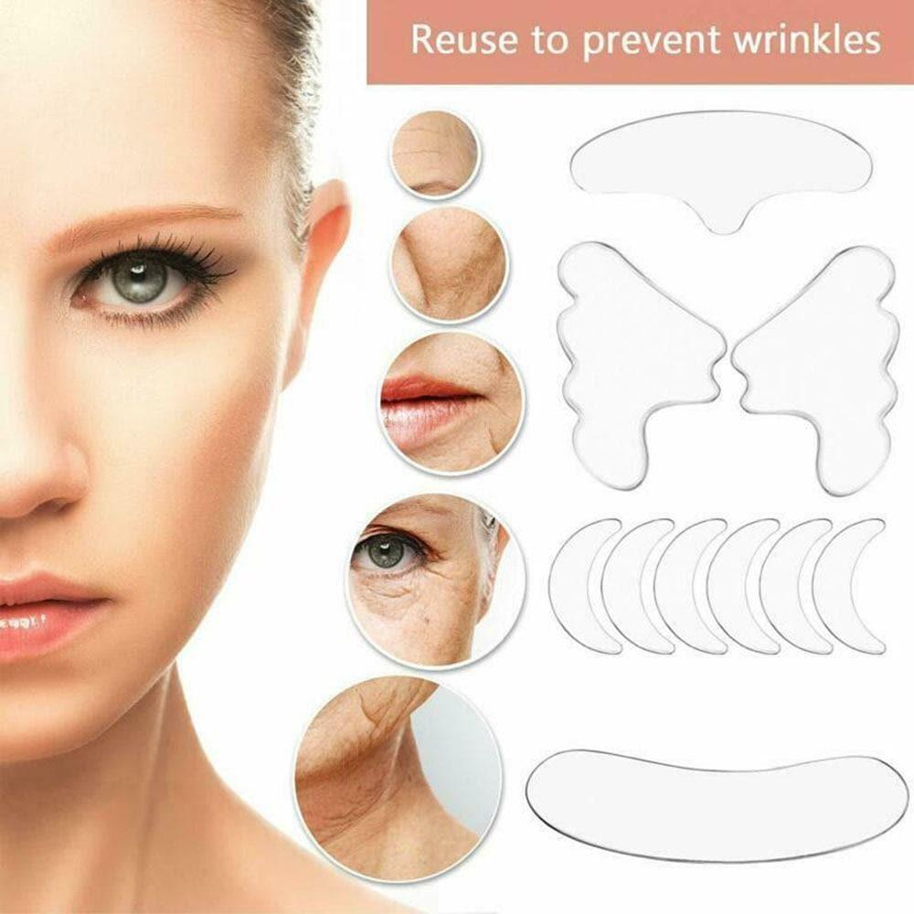 18 Pieces Best Reusable Silicone Anti Wrinkle Patches for Face Chest Forehead Under Eye Chest Arch Support for Running