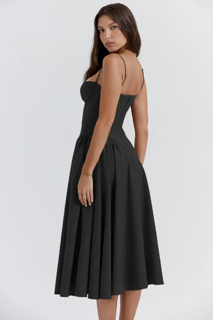ChicAura™ | Women's Sleeveless Midi Dress | Corset Fit, Flattering Silhouette & Lightweight Fabric