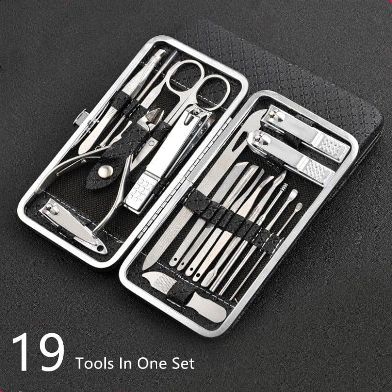 19 in 1 Stainless Steel Manicure set Professional Nail clipper Kit of Pedicure Tools Ingrown ToeNail Trimmer