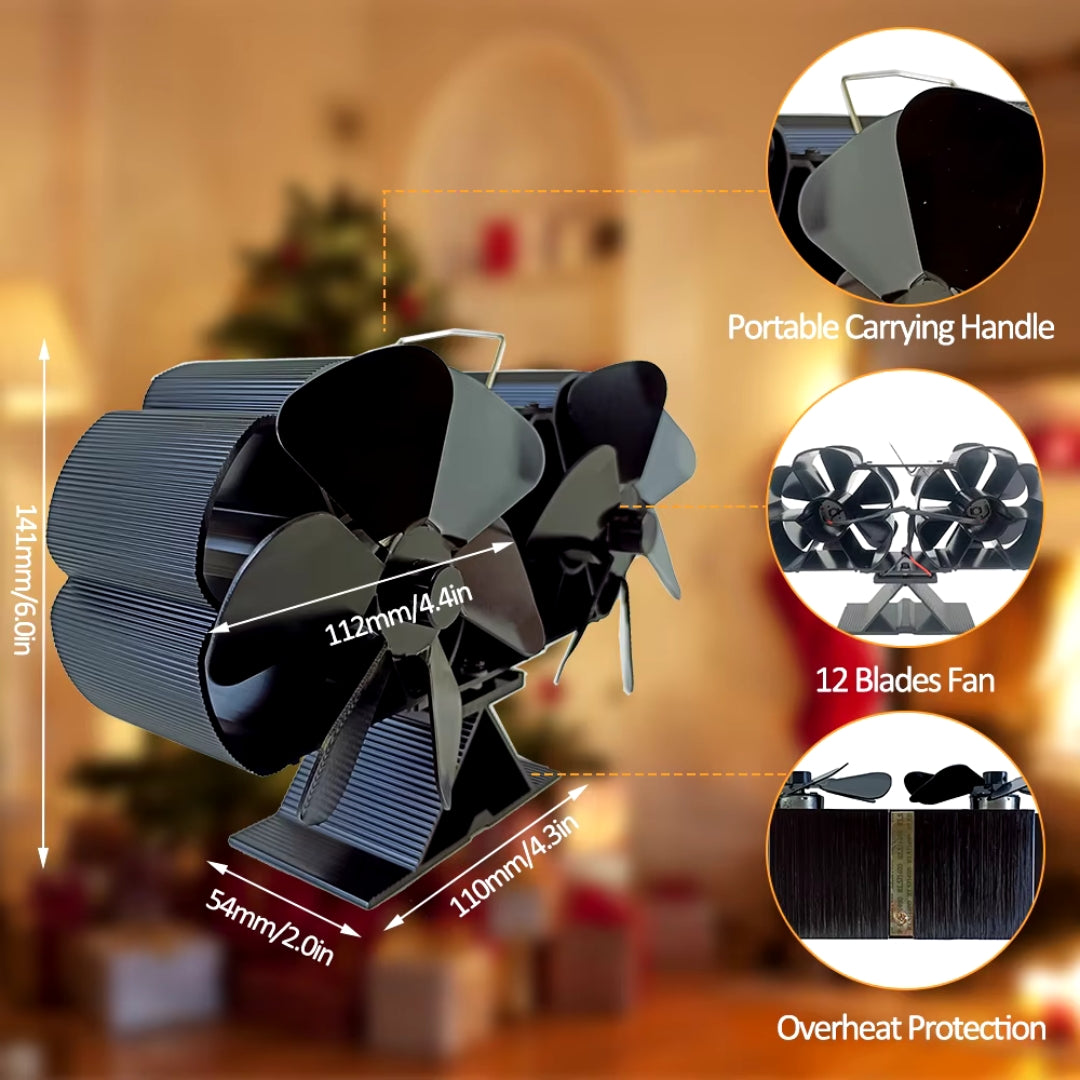 Stove Fan – 6 Blade Heat Powered Fan for Wood Burning Stove Efficiency