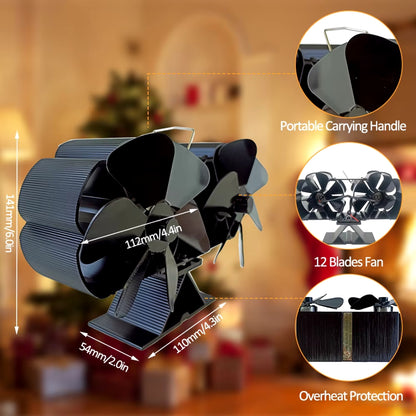 Stove Fan – 6 Blade Heat Powered Fan for Wood Burning Stove Efficiency